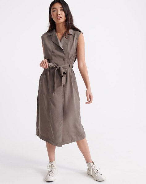 Desert Wrap A-line Dress with Notched Lapel