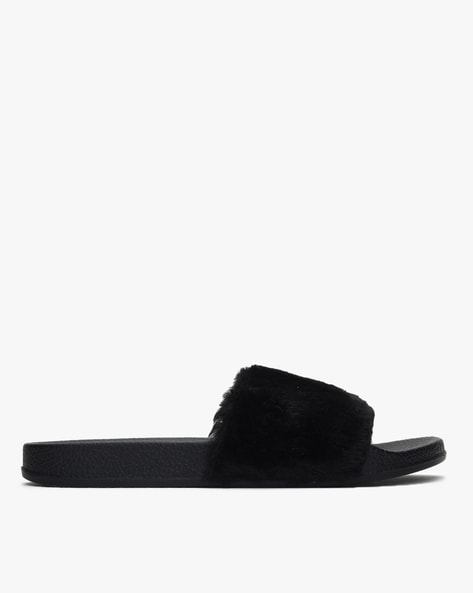 Fur discount sliders womens