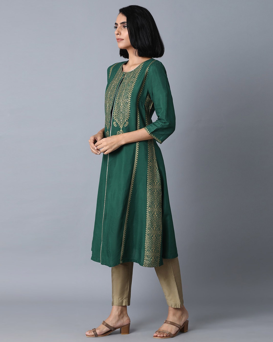 W green hot sale printed kurta