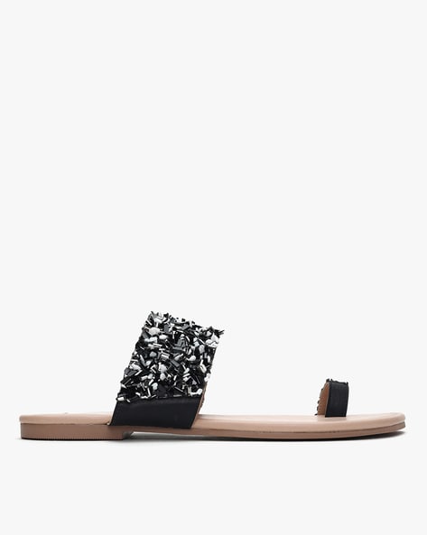 Elle Embellished Toe-Ring Flat Sandals