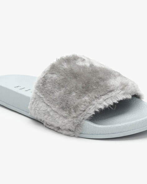 Girls faux fur sliders hot sale