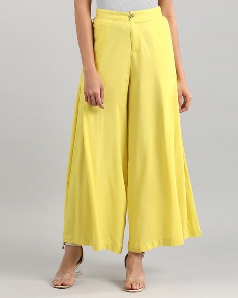 Pleated Palazzos with Semi-Elasticated Waist Price in India