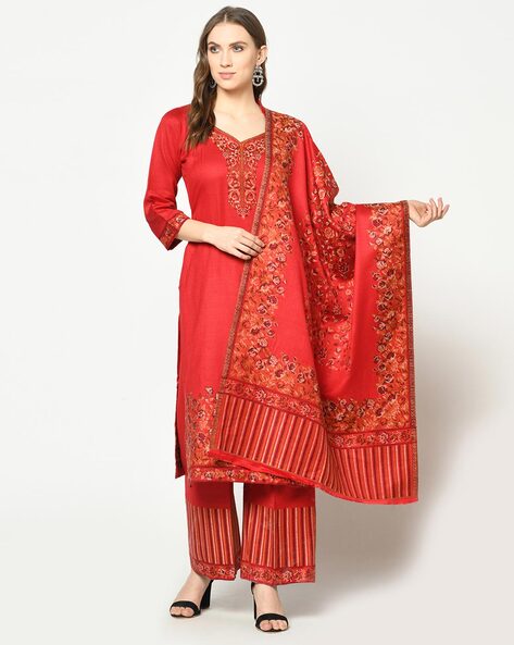 Safaa Women's Winter Wear Rayon Acro Wool Kurta and Palazzo Unstitched  Material With Dupatta at Rs 1000 in Ludhiana