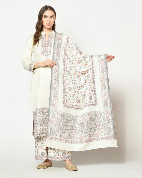 Unstitched Dress Material with Floral Detail Price in India
