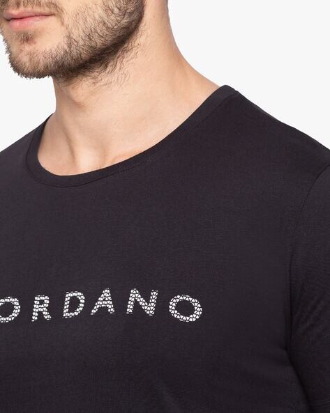 Buy Giordano Black Cotton Comfort Fit Logo Printed T-Shirt for Mens Online  @ Tata CLiQ