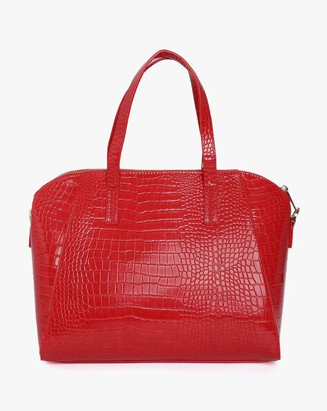 UNITED COLORS OF BENETTON Croc-Embossed Satchel Bag For Women (Red, FS)