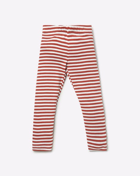 Buy Red and White Striped Leggings Online In India -  India