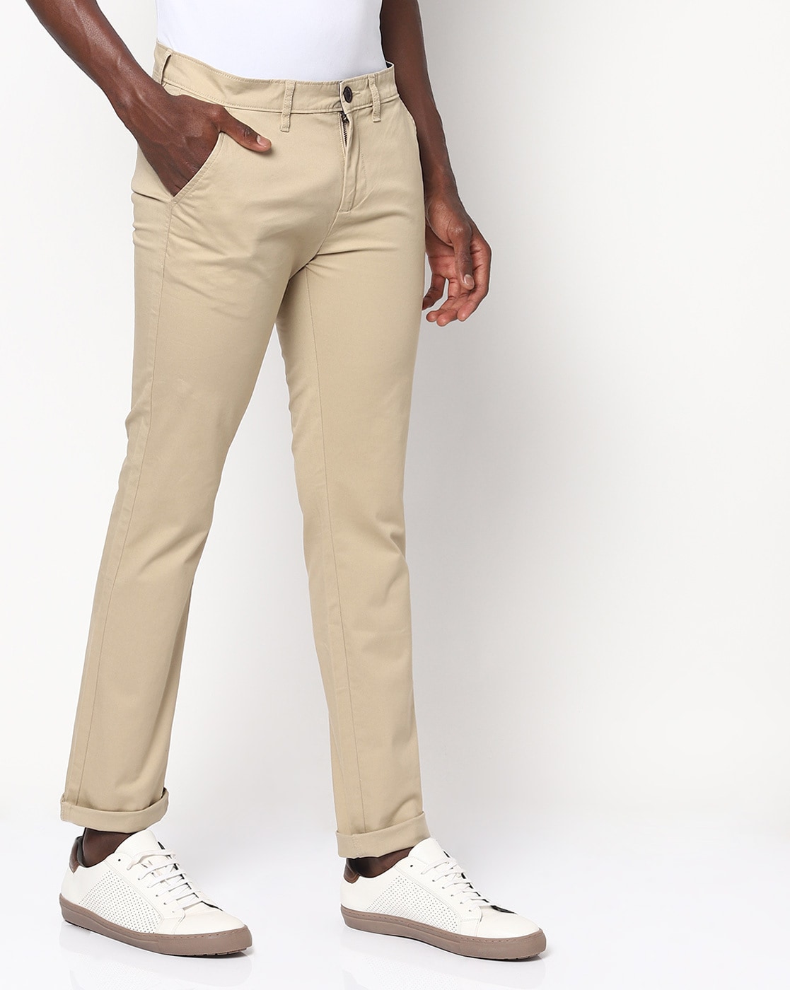 Buy Pepe Jeans Men Khaki Slim Fit Solid Chinos  Trousers for Men 2466996   Myntra