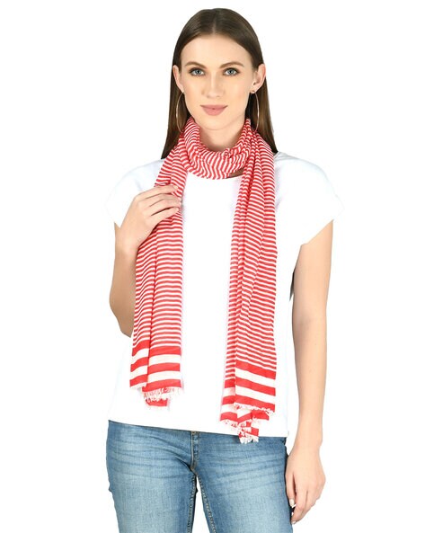 Striped Stole with Frayed Hems Price in India