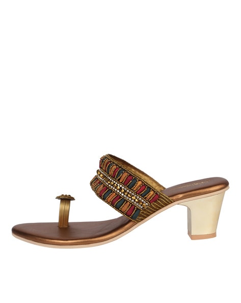 Buy Gold Heeled Sandals for Women by ALIZ FOOTWEAR Online Ajio