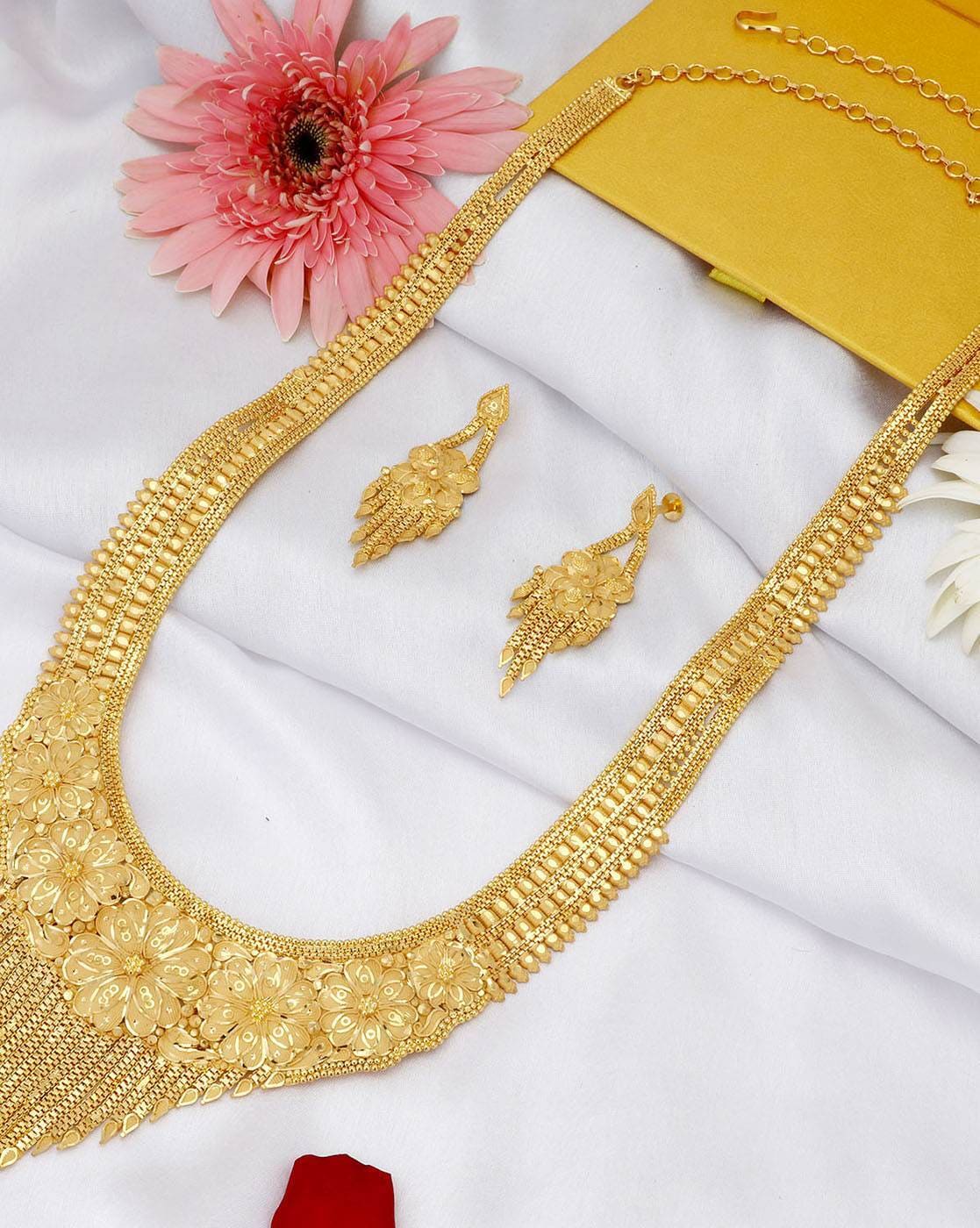 Gold long necklace designs deals in 24 grams