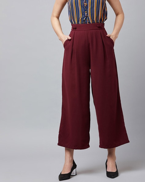 Buy DONSON Wide Leg Pants for Women Elastic High Waist Palazzo Pants(GREY)  Online at Best Prices in India - JioMart.