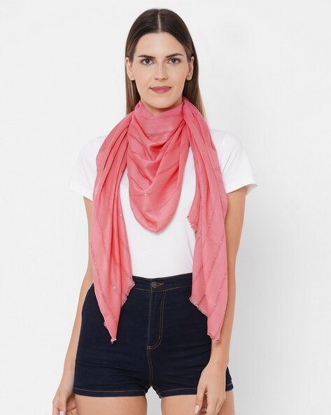 Striped Scarf with Frings Hem Price in India