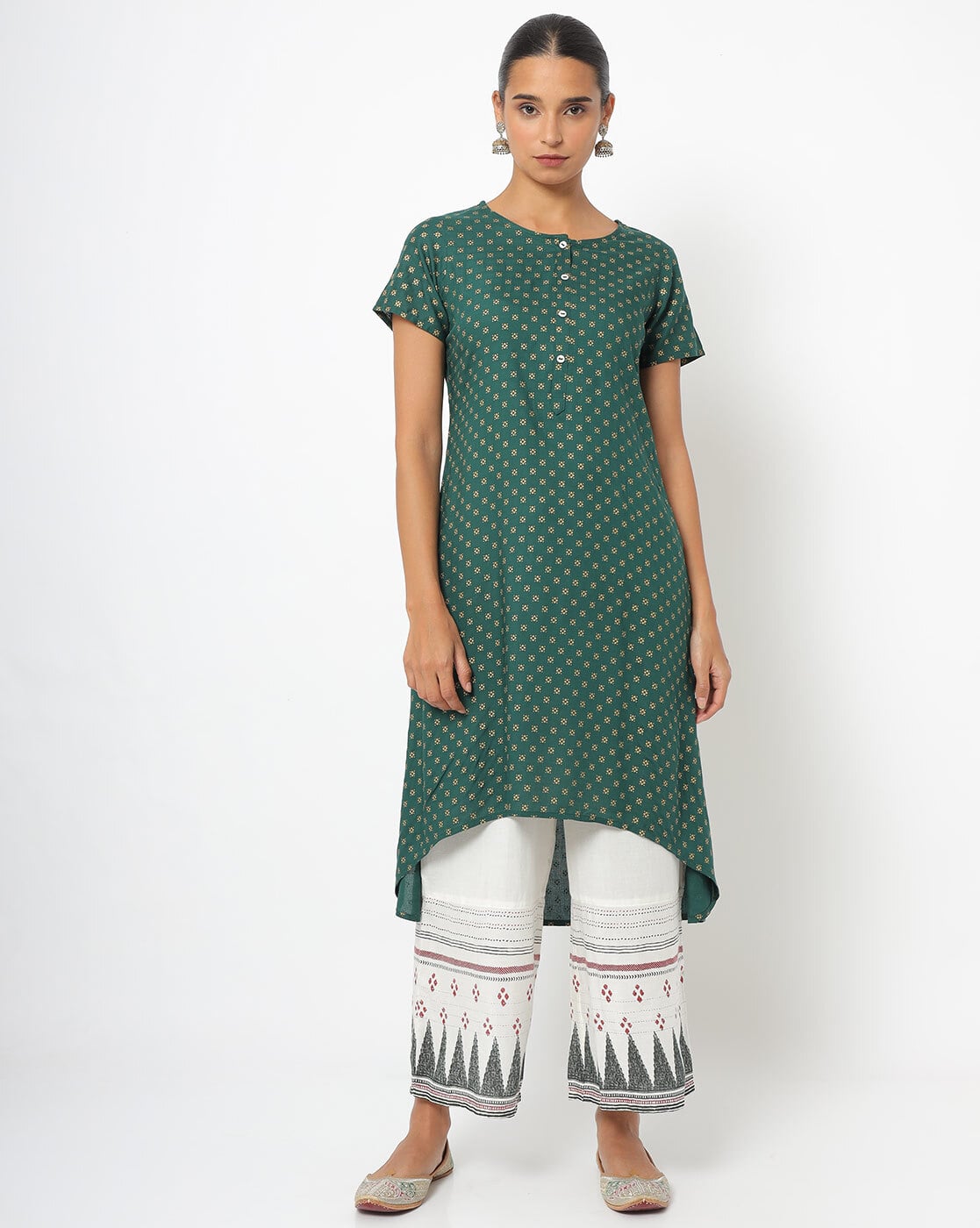 Buy Green \u0026 White Kurta-Bottom Set for 