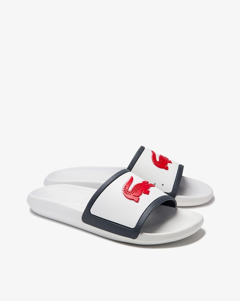 White discount lacoste slides