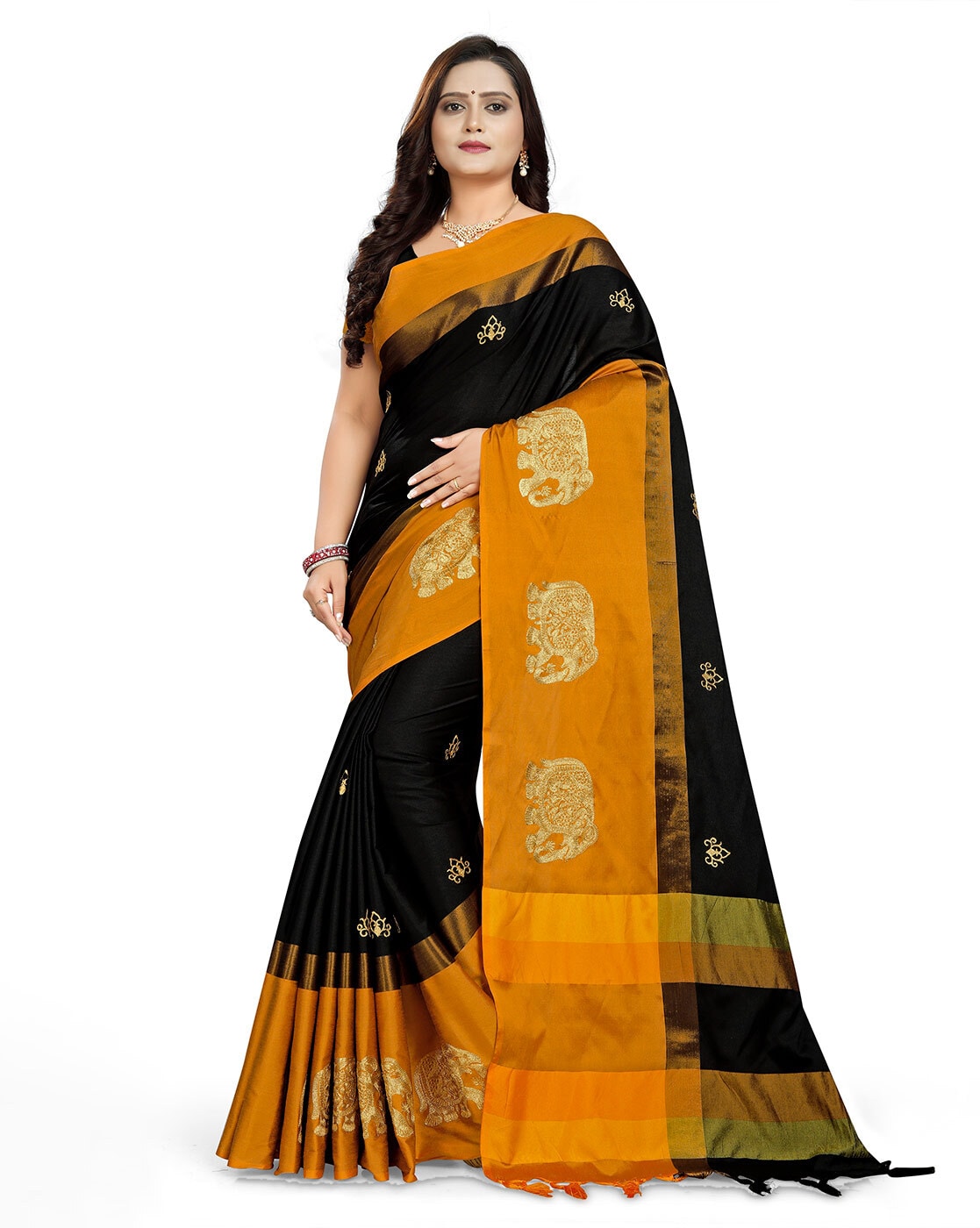 Buy Gold Sarees for Women by ARRIVA FAB Online | Ajio.com