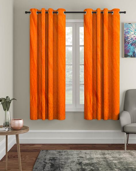 Cortina Eyelet Curtain, Orange Kitchen Curtains