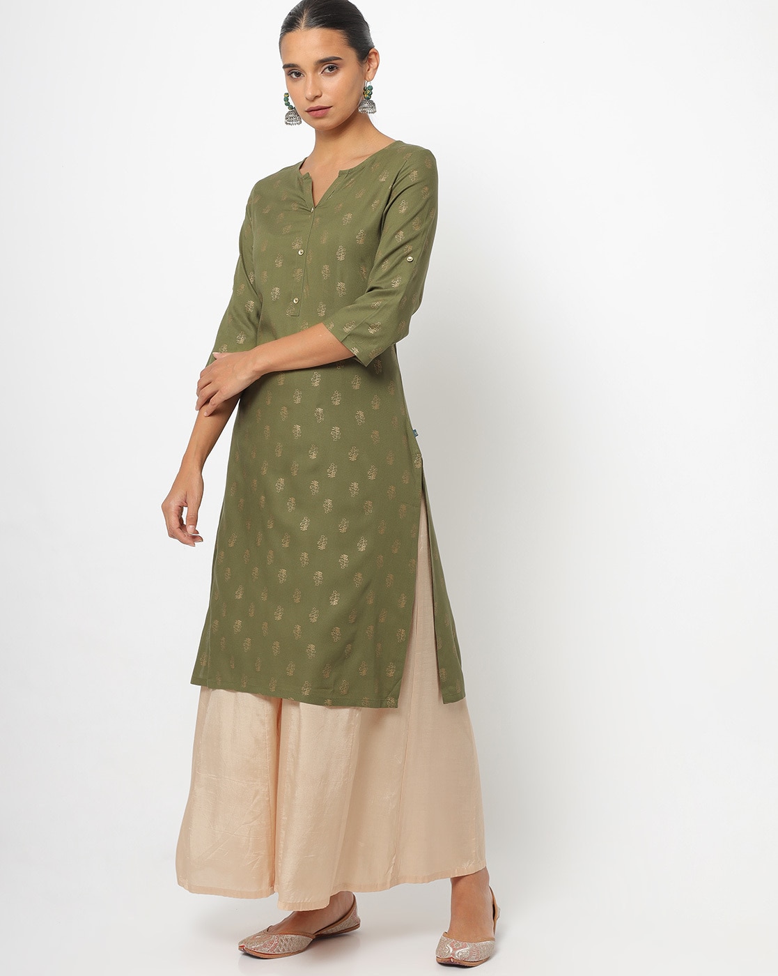 Olive green clearance kurtis online