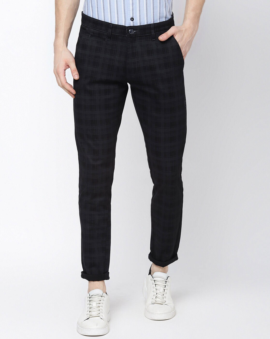 Super Skinny Grey Check Suit Trousers | boohooMAN USA