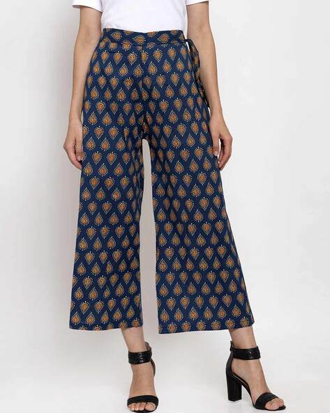 Block Print Palazzos with Tie-up Accent Price in India