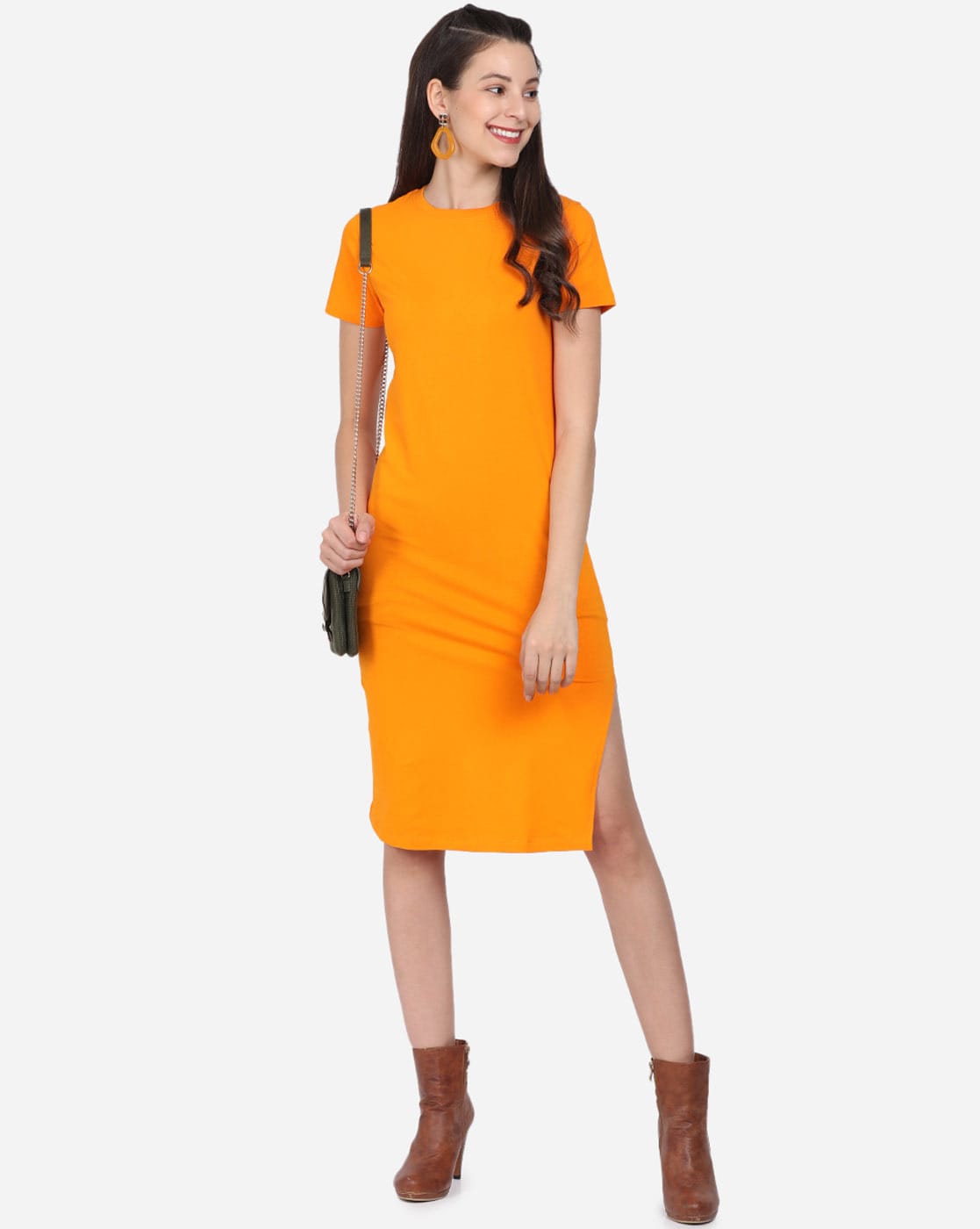 Buy Mango Orange Dresses for Women by BEVERLY BLUES Online | Ajio.com