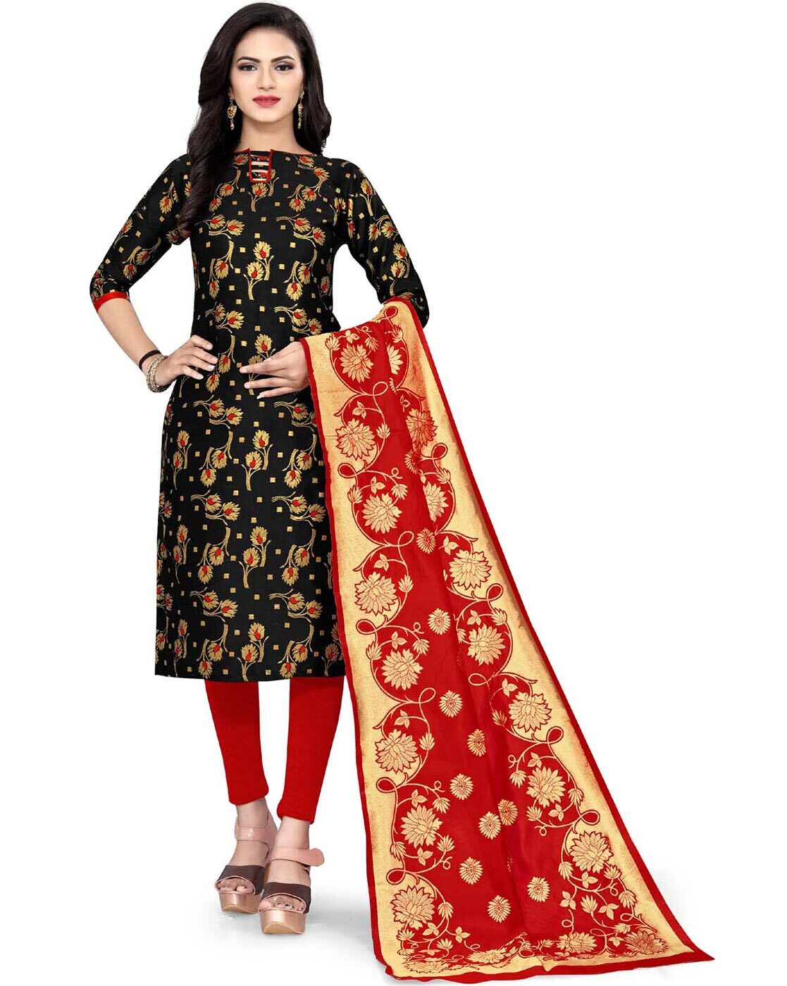 Buy Black Dress Material for Women by Saree mall Online | Ajio.com
