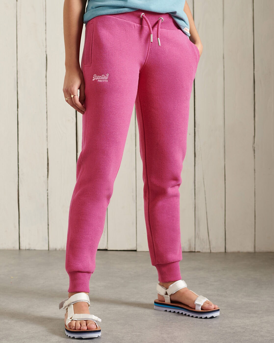 neon pink track pants