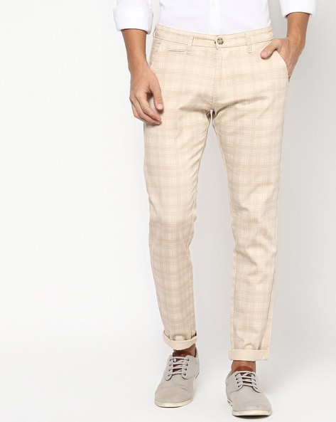 Buy Beige & white Trousers & Pants for Men by SOJANYA Online | Ajio.com
