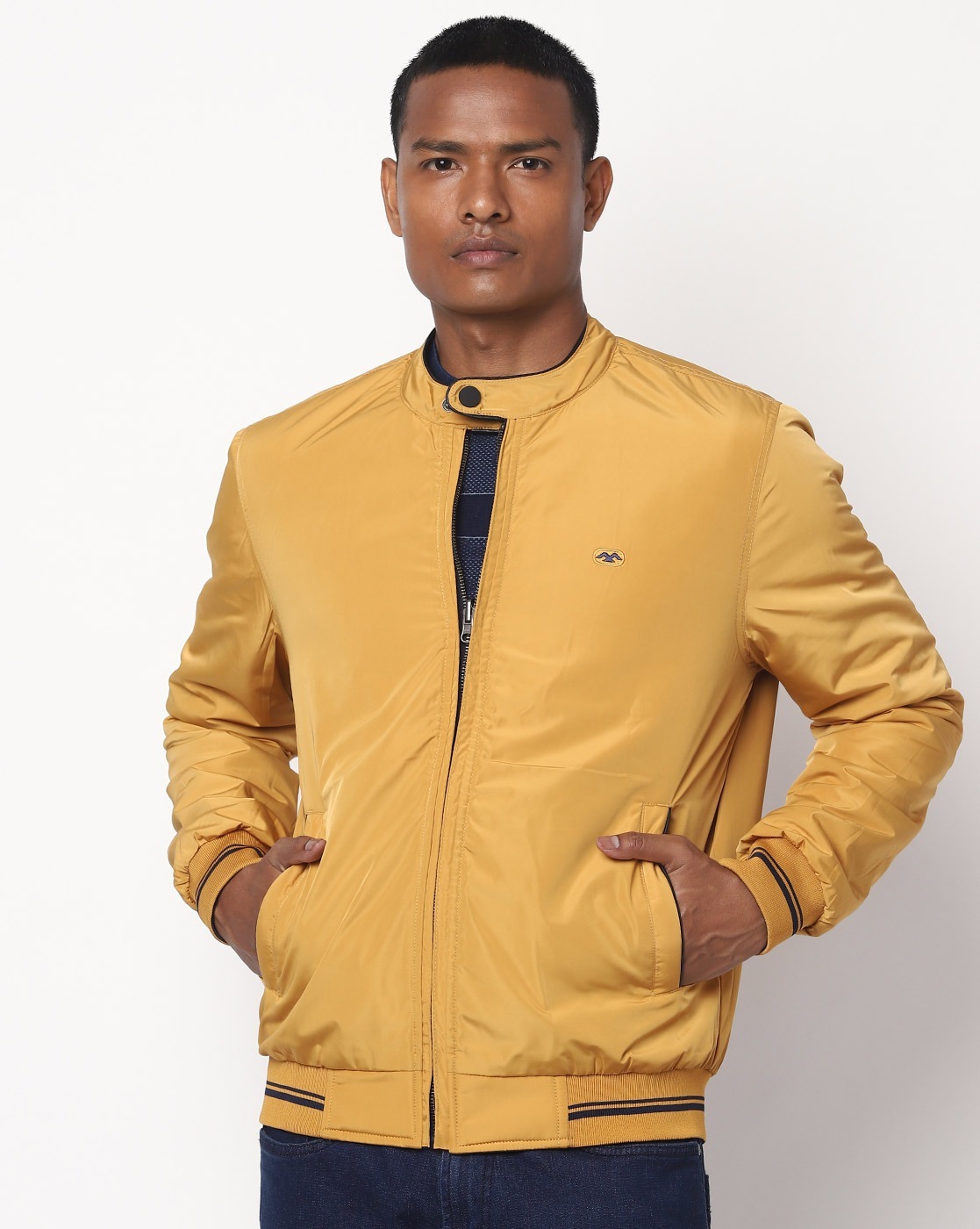 Buy Suede Bomber Jacket With Printed Lining Online at Muftijeans