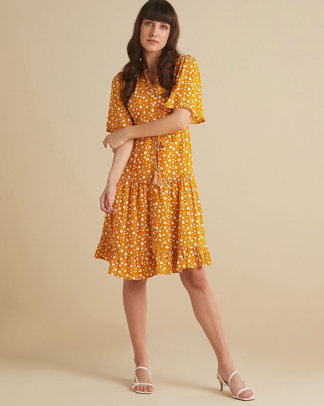 button down yellow dress