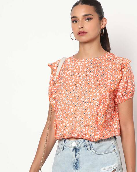 Orange cheap ruffle top