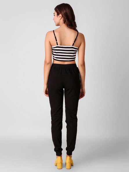 Strappy Striped Crop Top & Joggers Set