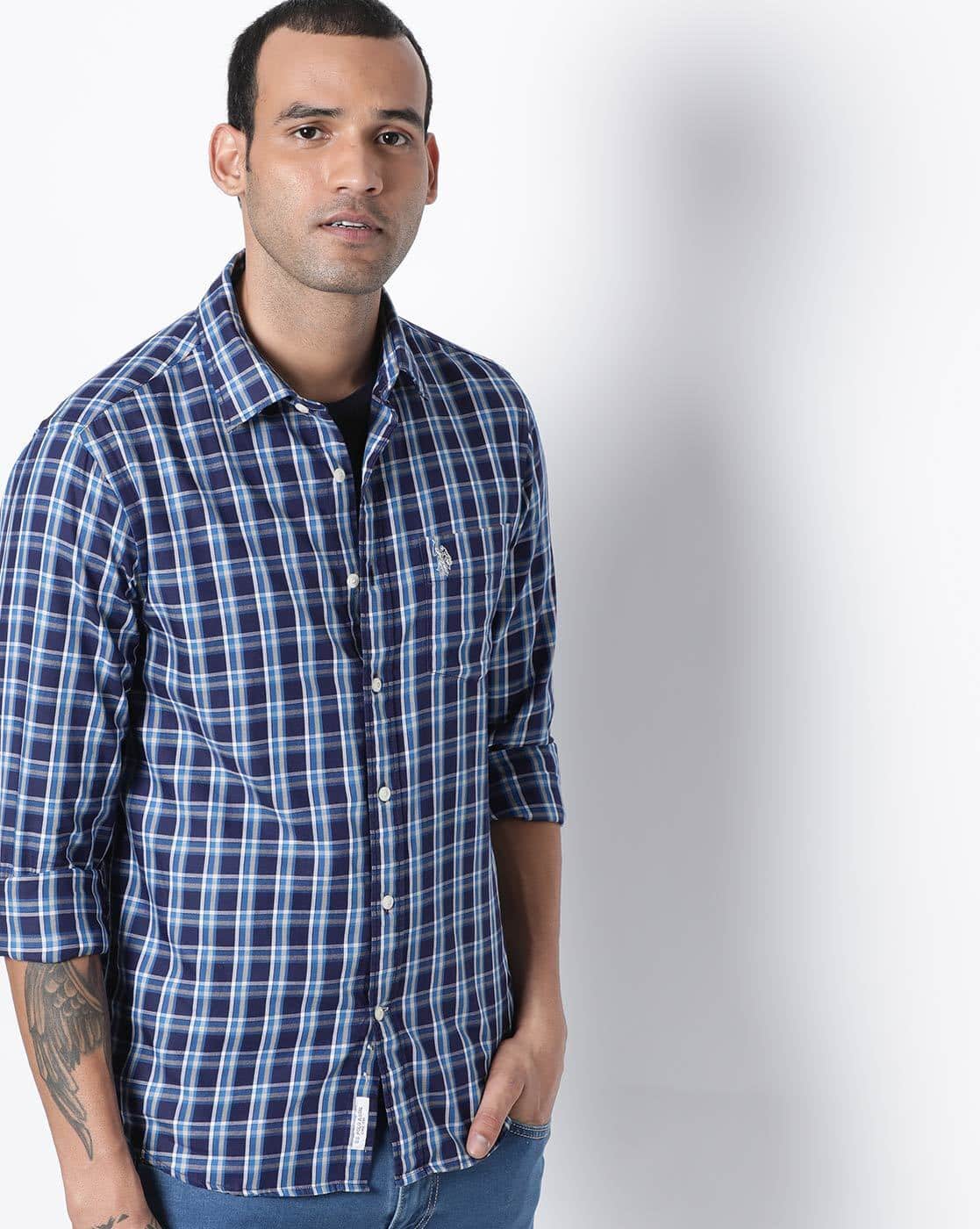 Buy Navy Blue Shirts for Men by U.S 