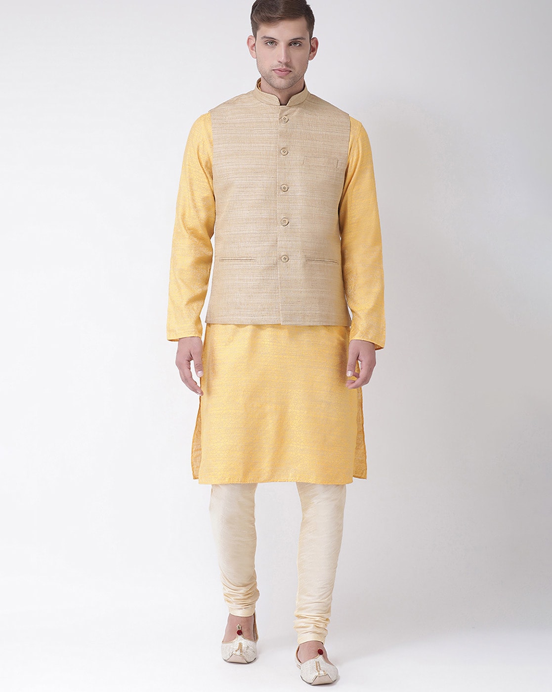 Buy Yellow 2-Piece Ethnic Suit for Men by T Tabard Online | Ajio.com