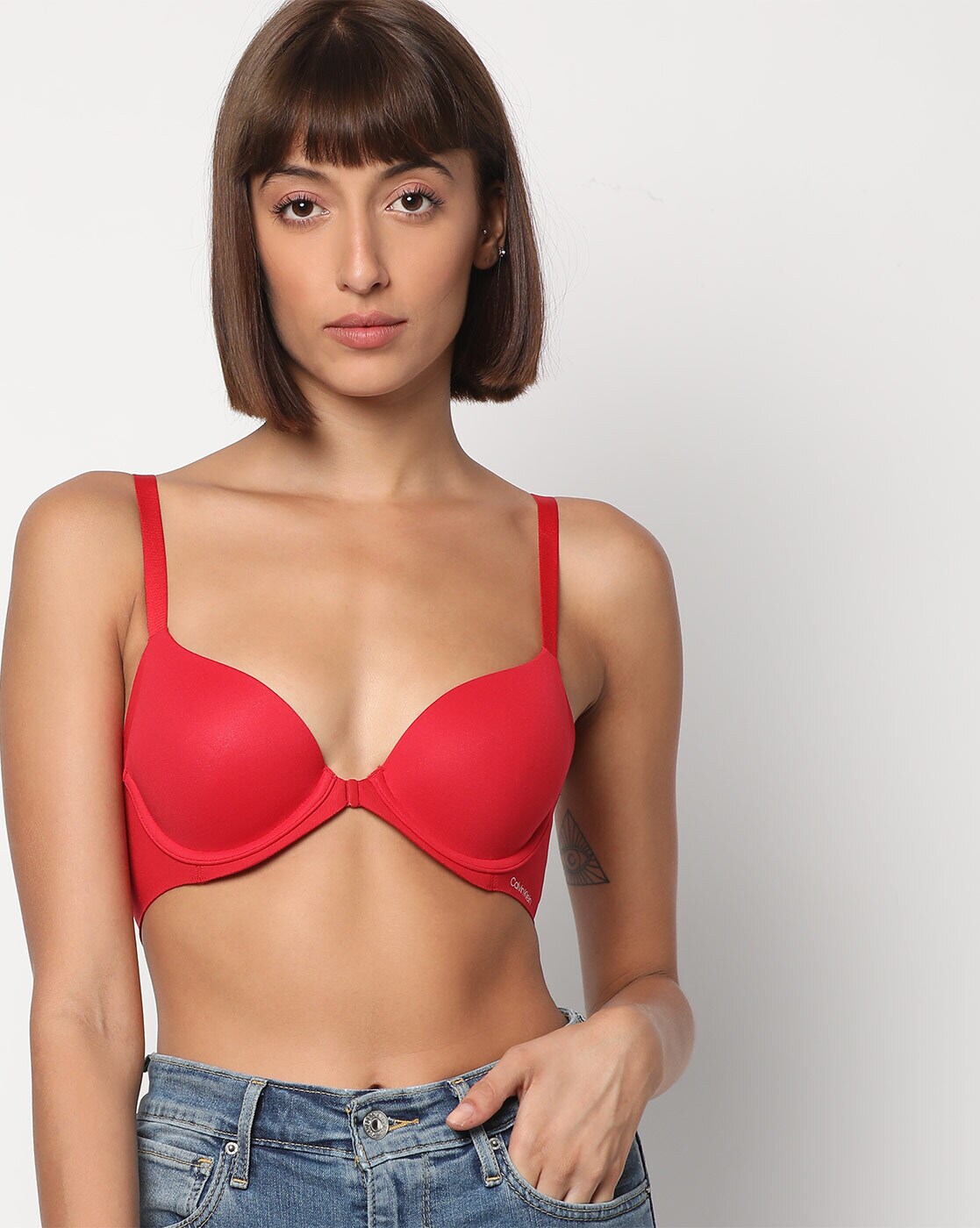 Calvin Klein F3827 Red Perfectly Fit Moderen T-Shirt Underwire Bra 34A💖 