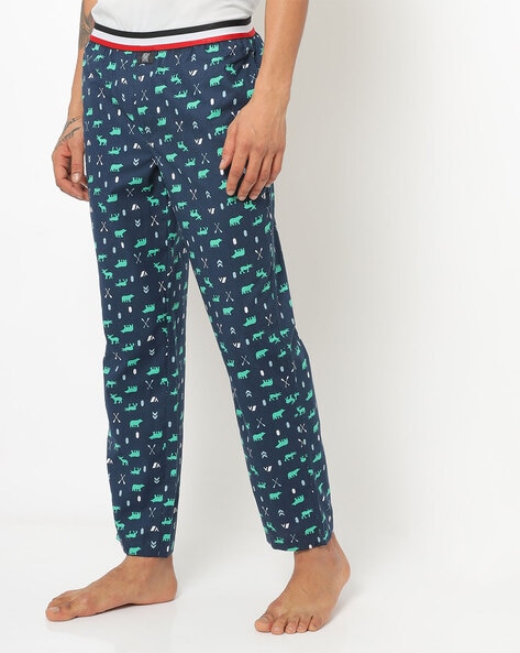 Buy Urban Hug Men's Green Printed Regular Fit Pyjamas Online in