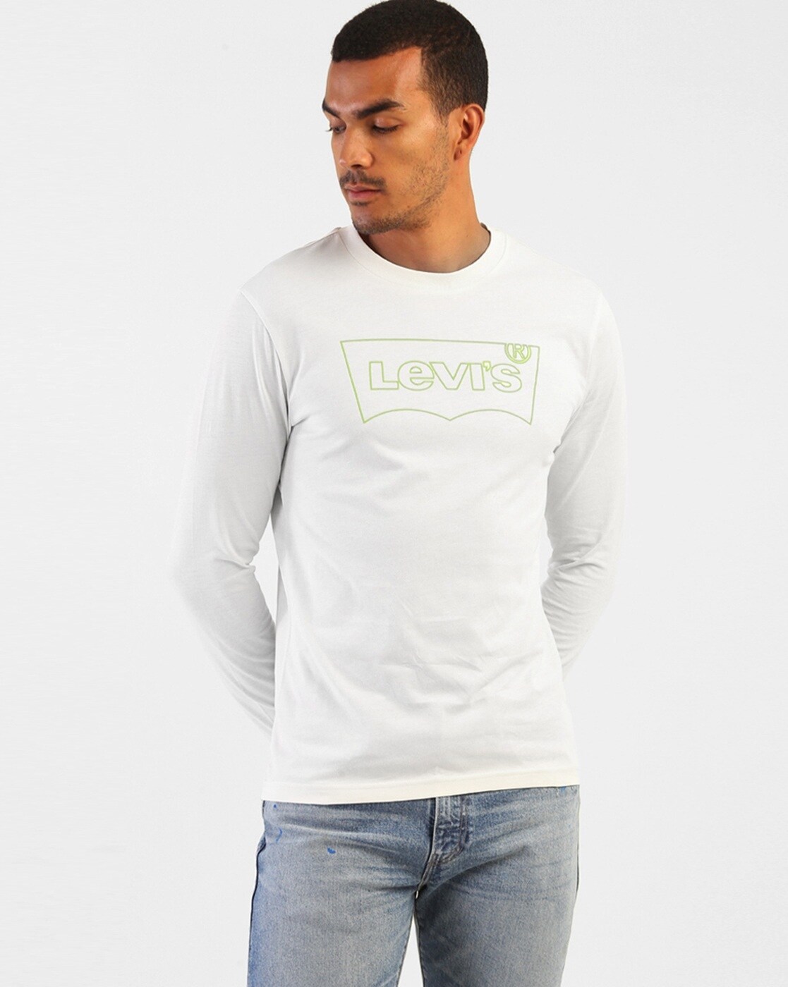 Logo Print Full Sleeve Crew Neck T shirt