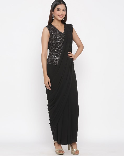 Buy Saree Gown Online | Ready To Wear Saree | Saree Style Gown | Pre Draped  Saree | Floor length prom dresses, Evening dresses, Modern prom dresses