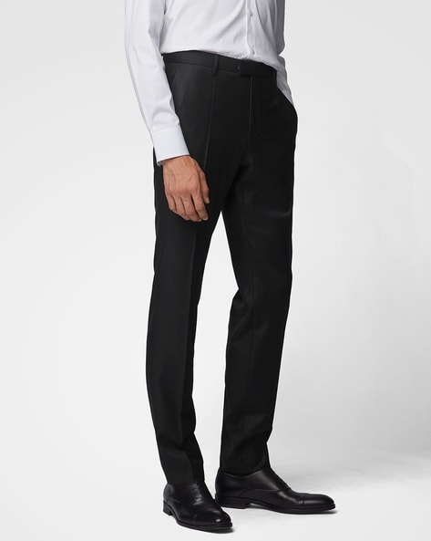 Midnight Blue Wool Pleated Trousers