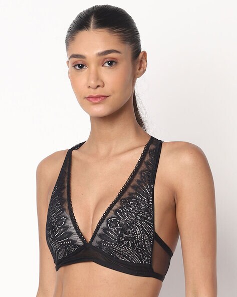 Buy Calvin Klein Underwear Women Black Padded Lace Bra