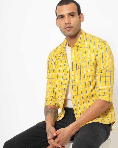 levis yellow check shirt