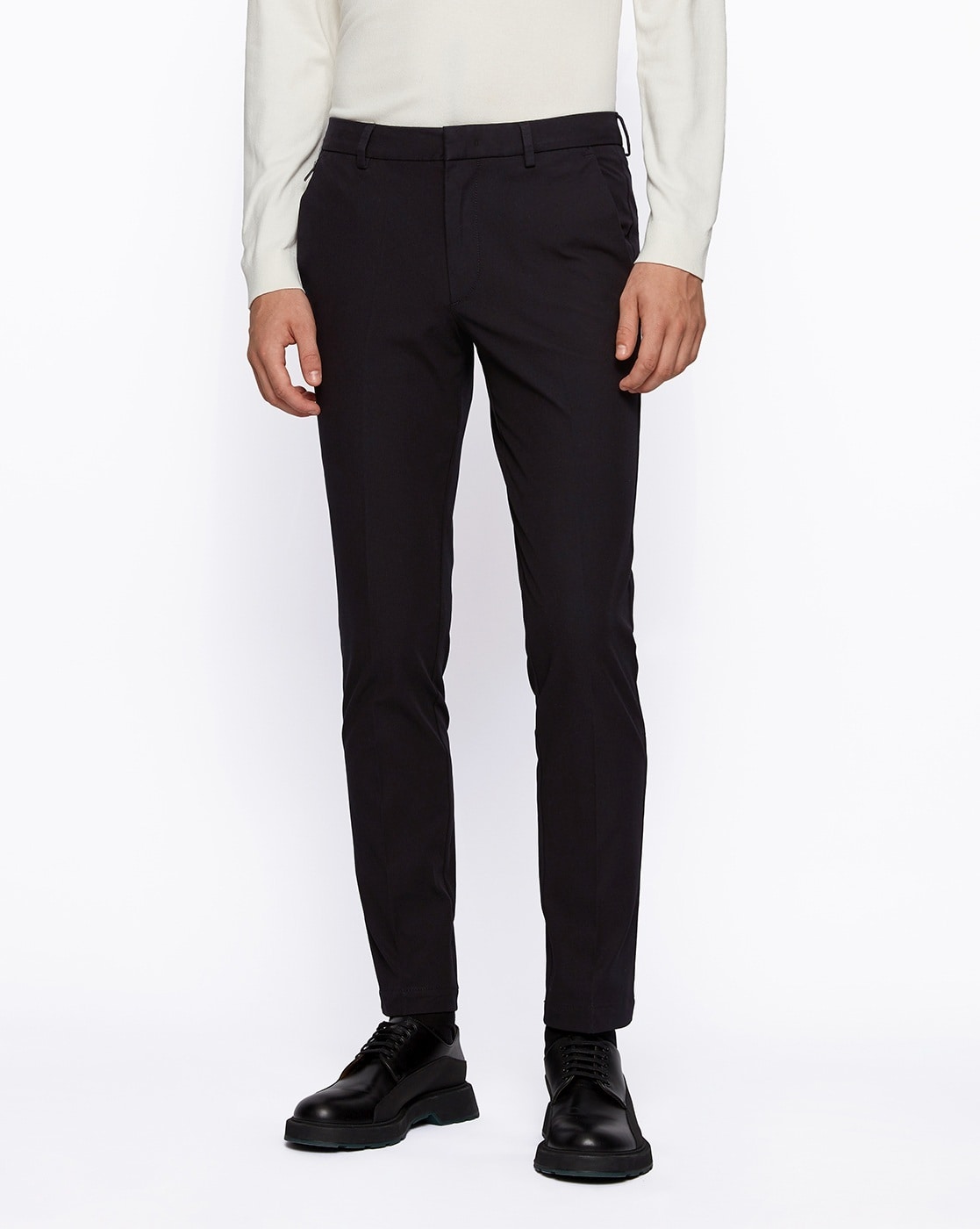 HUGO  Slimfit cargo trousers in structured stretch cotton