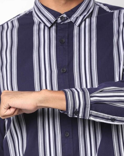 Striped Shirt with Buttoned Cuffs