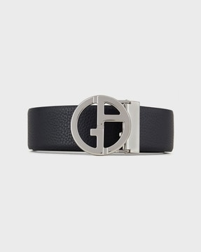 Buy GIORGIO ARMANI Genuine Leather Reversible Belt with Logo Buckle Closure  | Black Color Men | AJIO LUXE