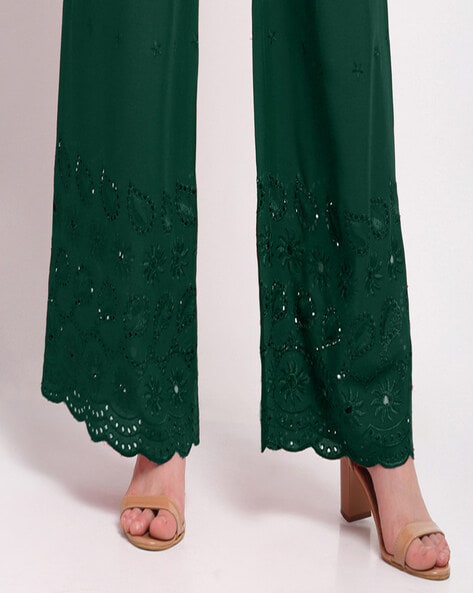Buy Green Lace Detail Pants with Pockets by ILK at Ogaan Online Shopping  Site