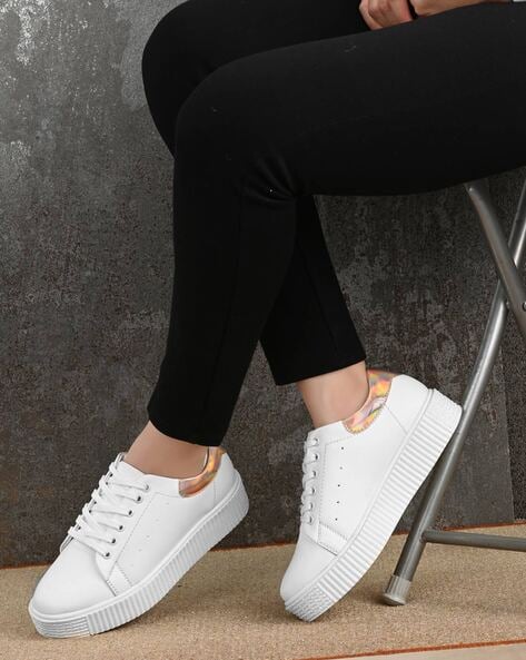 Buy Grey & White Sneakers for Women by GO21 Online | Ajio.com