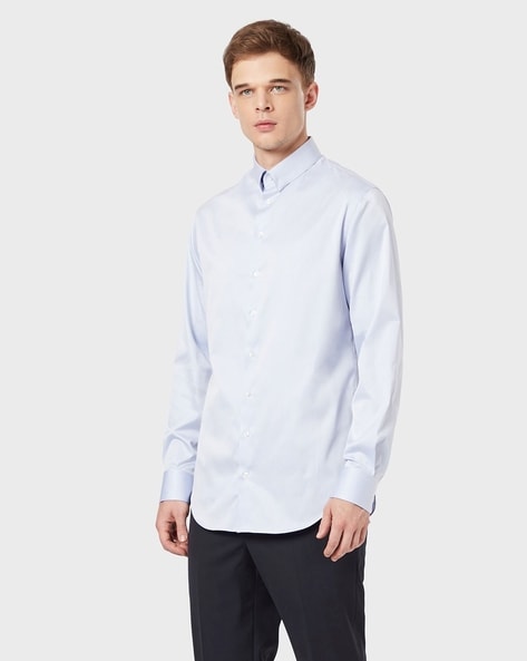 Mens T-shirts Giorgio Armani T-shirts Giorgio Armani Printed Cotton Shirt in Blue for Men 