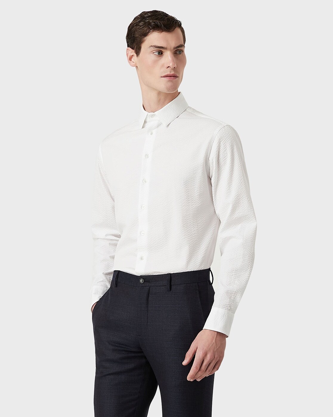 Buy GIORGIO ARMANI Cotton Slim Fit Shirt White Color Men AJIO LUXE