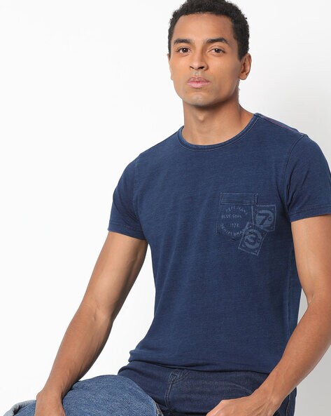Blue Tshirts Navy for Men Online by Pepe Buy Jeans