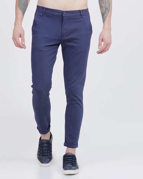 Buy Linen Club Blue Slim Fit Trousers for Men Online  Tata CLiQ